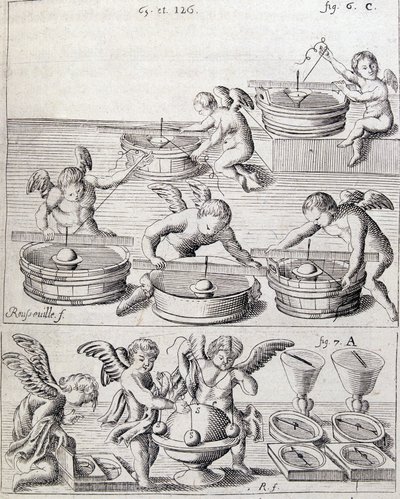 Angelots ve tamamlayıcılar - Giacomo Grandamico tarafından "manyetik güç tarafından iddia edilen dünyanın hareketsizliğinin yeni bir gösteriminde" by Unknown artist