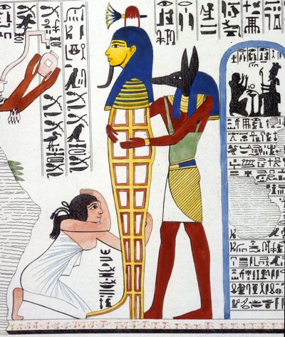 Anubis ve bir mumya - Ippolito Rosellini (Rossellini) tarafından “” Mısır ve Yukarı Nubia Anıtları”nda. by Unknown artist