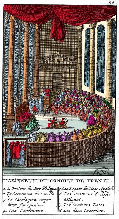 Trent Konseyi Meclisi (1545 - 1563), 1706 gravür. by Unknown artist