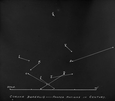 Corona Borealis takımyıldızındaki yıldız hareketlerinin astronomik cam levha diyagramı (cam negatif) by Unknown Artist