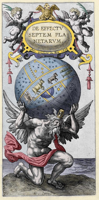 Dünyayı taşıyan Atlas. 17. yüzyılın başından itibaren gravür. by Unknown artist