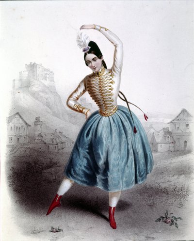 Avusturyalı dansçı Fanny Elssler (1810-1884) “Krakow” balesinde (La çingene) 1842 19. yüzyıl baskı by Unknown artist