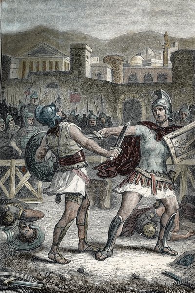 Horatii ve Curiatii arasındaki savaş. Oymak by Unknown artist