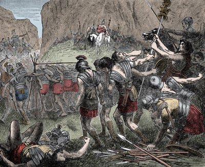 Caudine Çatalları Savaşı - Caudine Çatalları Savaşı (Furculae Caudinae) - MÖ 321, İkinci Samnit Savaşı sırasında Romalılar ve Samnitler arasında by Unknown artist