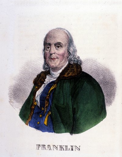 Benjamin Franklin (1706-1790), Amerikalı filozof, fizikçi ve büyükelçi. by Unknown artist
