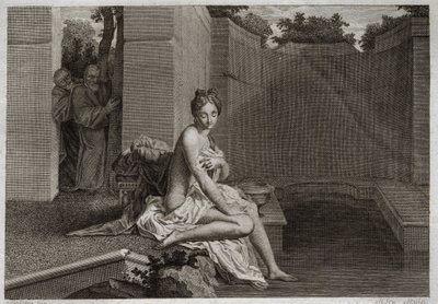 Royaumont İncili, Eski Ahit: Suzanne Chastete. İki yaşlı, Halkın Yargıçları, bahçesinde yalnızken ve banyo yaparken Chastete Suzanne