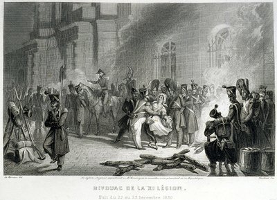 XI Lejyonu Bivouac - 22-23 Aralık 1830 gecesi - “” Fasttes de Gardes Nationales de France”” by Unknown artist