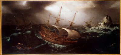 Tempete Anonim tablosundaki tekneler. 17. yüzyıl Paris, deniz müzesi by Unknown artist