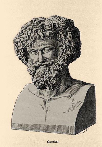 Hannibal veya Annibal Barca'nın büstü (MÖ 247 - MÖ 183), Kartacalı general ve devlet adamı. by Unknown artist