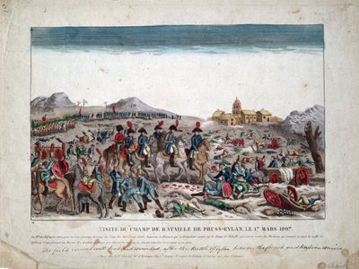Prusya ve Polonya Seferi (1806-1807) ""2/09/1807 tarihinde Eylau savaş alanında Napolyon I"" - Eylau Savaş Alanında - Anonim - 1807 - Gravür, suluboya - 33,4x44, 5-Özel Koleksiyon by Unknown artist