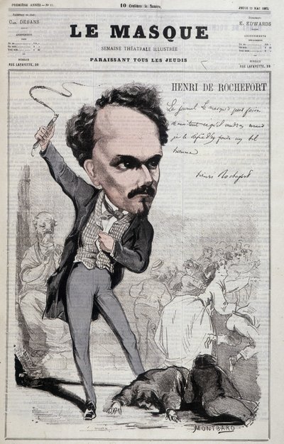 Henri de Rochefort (1831-1913) tarafından çizilen karikatür, cumhuriyetçi tutumları daha da kötüleştiren Fransız gazeteci ve politikacı. 1867 tarihli “Le Masque” da by Unknown artist