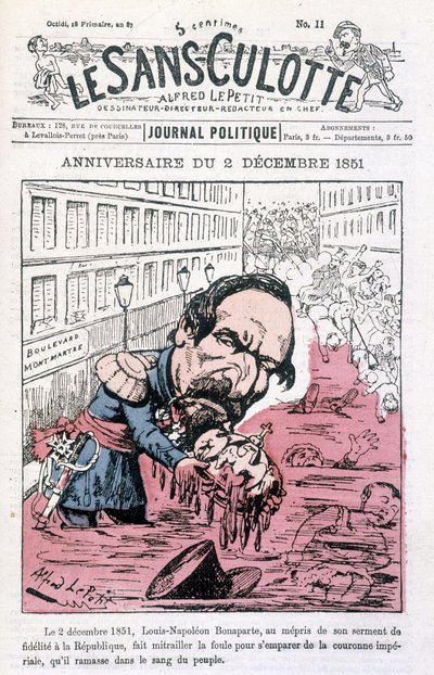 2 Aralık 1851 tarihli III. Napolyon darbesi üzerine karikatür - “” Le sans-panlotte”” by Unknown artist