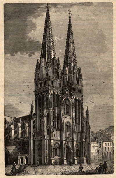Quimper Aziz Corentin Katedrali - Saint-Corentin de Quimper Katedrali - “” PATRIE” de gravür - LUCIEN HUARD TARAFINDAN 6 CİLTTE FRANSA
