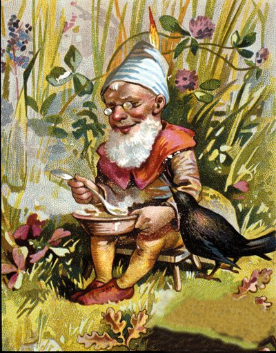 Cüce veya farfadet karakteri çorba içer. by Unknown artist