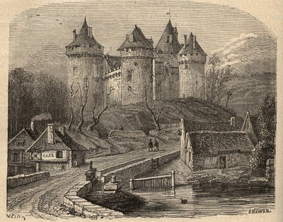 Chateau de Combourg - Ille-et-Vilaine Brittany - “” PATRIE” üzerine gravür - LUCIEN HUARD TARAFINDAN 6 CİLTTE FRANSA