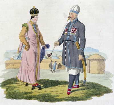 Çerkes erkek ve kadın (Kafkasya) by Unknown artist