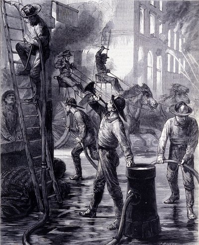 Chicago İtfaiyesi Yangın Çıkarıyor, Amerika Birleşik Devletleri. 19. yüzyıl by Unknown artist