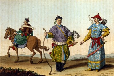 Farklı dönemlerin Çin askeri mandalinaları - “Antik ve Modern Kostüm””de J. Ferrario, ed. Milano by Unknown artist