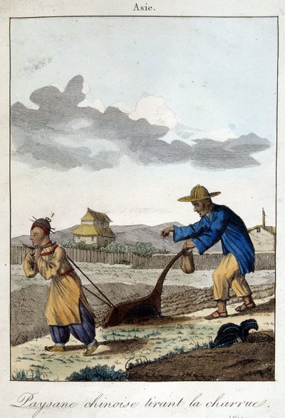 Çinli köylü saban çekiyor. “” Halkların Alışkanlıkları ve Gelenekleri”nde, ed. hokvart by Unknown artist