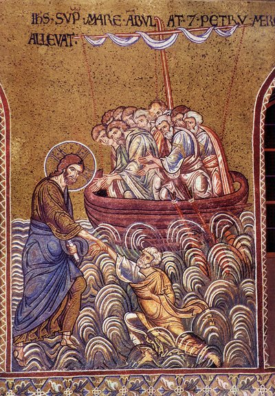 sular üzerinde yürüyen İsa by Unknown artist
