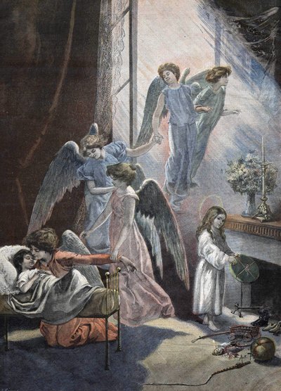 19. Yüzyılda Oyma Noel Rüyasında Çocuk by Unknown artist