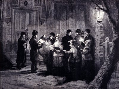 Kanada'da Noel Gecesi: okumalar ve dualar. 19. yüzyıl gravürü by Unknown artist