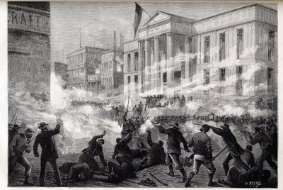 1884 Cincinnati Adliyesi ayaklanmaları - kötü şöhretli bir cinayet davasının ardından jürinin adam öldürme kararından sonra başlayan bir isyan, 28 Mart 1884 - by Unknown artist