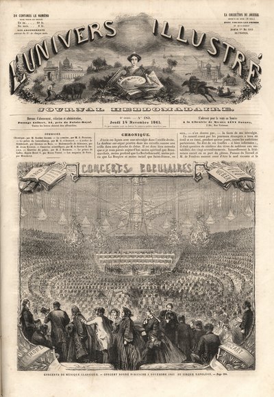 Cirque Napoleon (şimdiki kış sirki, rue Amelot, Paris) - Klasik Müzik Konseri 3 Kasım Pazar by Unknown artist