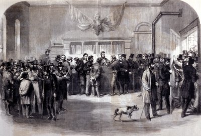 İç Savaş (1861 - 1865), Amerikan İç Savaşı. Muafiyet bürolarının önünde zorunlu askerliğe karşı kaburgalar. New York. by Unknown artist