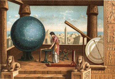 Claude Ptolemy (yaklaşık 100 - yaklaşık 170), İskenderiye Gözlemevinde (Mısır) Yunan bilgin ve astronom. Barselona 1877. by Unknown artist