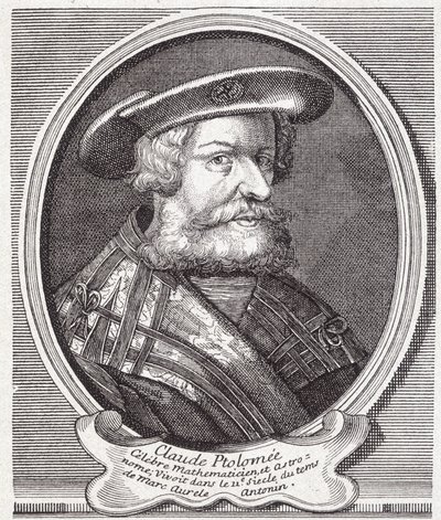 Claude Ptolemy (v. 90 - v. 168), Yunan astronom, matematikçi ve coğrafyacı. 19. yüzyılın gravürü. by Unknown artist