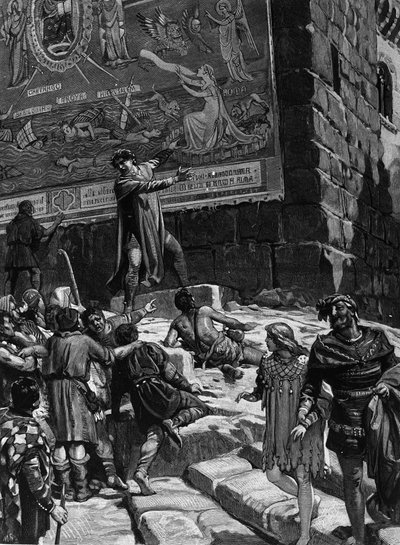 Cola di Rienzo (1314-1354), Roma halkının tribünü olma kampanyasında, Roma'nın ıstırabını simgeleyen Capitol'e diktiği freskleri Roma halkına anlatır. Kartaca ve Ba by Unknown artist