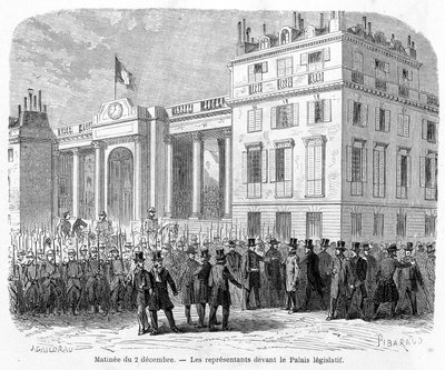 Darbe: 2 Aralık 1851'de Paris'in 10. bölgesindeki Belediye Binası'nda milletvekillerinin tutuklanması. by Unknown artist
