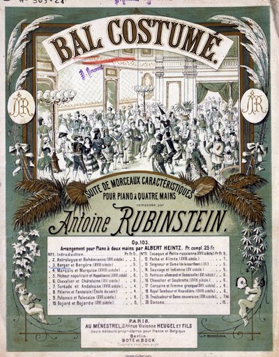 Anton Rubinstein tarafından bestelenen ""Piyano dört eli için karakteristik parçalar paketi""nin partisyonunun kapağı. by Unknown artist