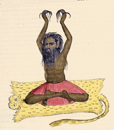 Kültür, medeniyet ve Hint toplumu: Uzun tırnaklı bir fakirin (faquir) portresi, Hindistan. by Unknown artist