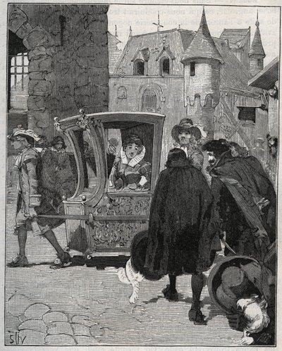 Çatal bıçak takımı: kayıkçılar Marie de Rabutin-Chantal (Rabutin Chantal), Marquise de Sevigne dit Madame de Sevigne (1626-1696) sandalyesini çevreliyorlar ve 1675