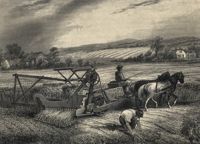 Cyrus McCormick'in 1831'deki biçme makinesi, 1851'deki Crystal Palace sergisinde sergilendi. by Unknown artist