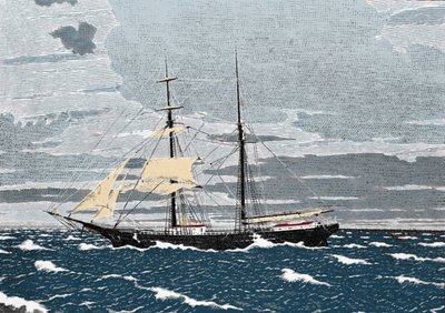 Aralık 1872, Mary Celeste, Atlantik'in ortasında, Acores Adaları açıklarında terk edilmiş olarak bulunur. Kaptan, eşi ve iki yaşındaki kızı ile sekiz mürettebat üyesi ortadan kayboldu. 19. yüzyıl gravür. by Unknown artist