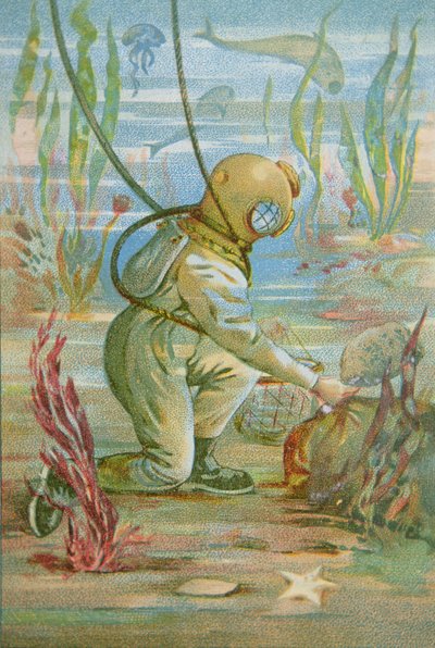 Deep Sea Diver, c.1890 (renkli taş) by Unknown artist