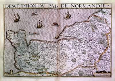 Normandiya pais açıklaması. 1620 yılında Normandiya bölgesinin haritası. by Unknown artist