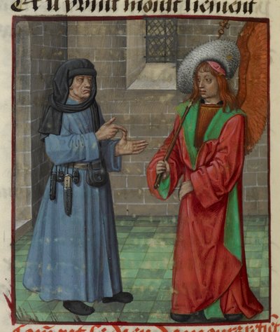'Le Roman de la Rose'dan Amour'a (Aşk) hitap eden Sahte Semblant (Yanlış Görünüş) minyatürünün detayı by Unknown artist
