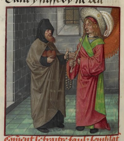 Kalpleri tutan Sahte Semblant (Yanlış Görünen) ve 'Le Roman de la Rose'dan Amour (Aşk) minyatürünün detayı by Unknown artist
