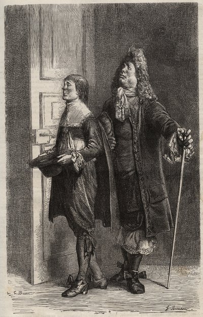 Diafoirus pere et fils - Jean Baptiste Poquelin dit Moliere (1622-1673) tarafından “Hayali Malad” için gravür (Hayali Geçersiz) by Unknown artist