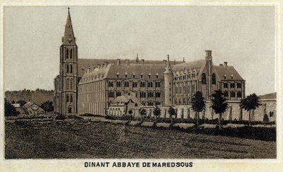 Dinant, Maredsous Manastırı, Wallonia, Belçika. 19. yüzyılın sonunun kromolitografisi. by Unknown artist