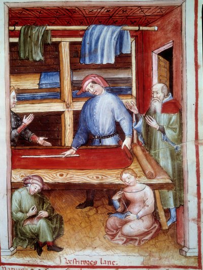 Drapier dükkanı İlaç ve diyetetik ticaretinden aydınlatma “” Tacuinum sanitatis”” by Unknown artist