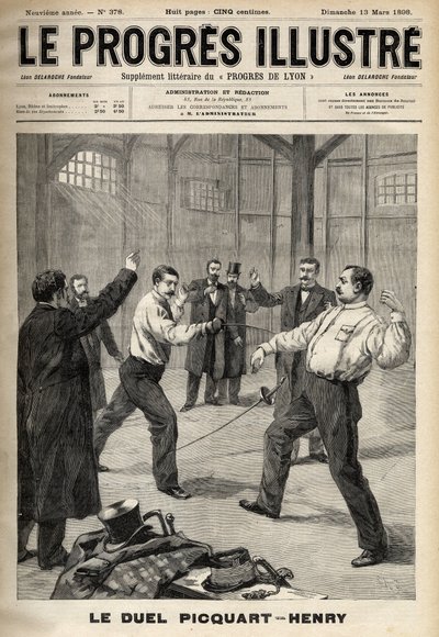 Dreyfus davası: Yarbay Georges Picquart (1854-1914) ve Hubert Henry (1846-1898) arasındaki düello by Unknown artist