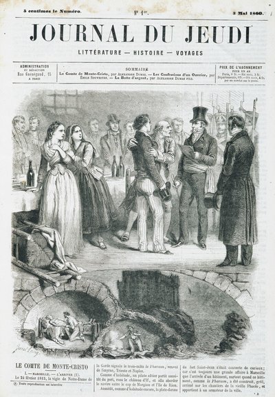 Monte Cristo Kontu Edmond Dantes (Monte Cristo) 03/05/1860 tarihinden itibaren “Le Journal du Perşembe”de bir resepsiyon veriyor by Unknown artist