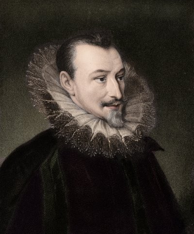 Edmund Spenser c1552/3-1599 - gravür - 19. yüzyıl by Unknown artist