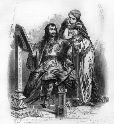 Karolenj dönemi tarihçisi Eginhard (Einhard, Einhart, Einard, 775-840) eşi Emma (Imma) ile birlikte. by Unknown artist