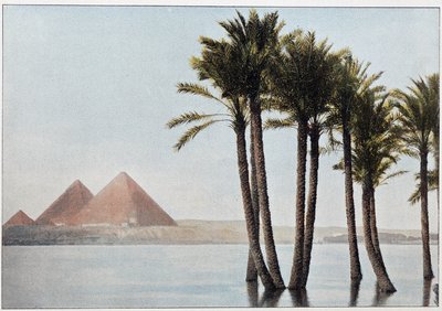 Mısır: Nil seli ve Giza piramitleri (Gizeh, Gizeh, Giza). by Unknown artist